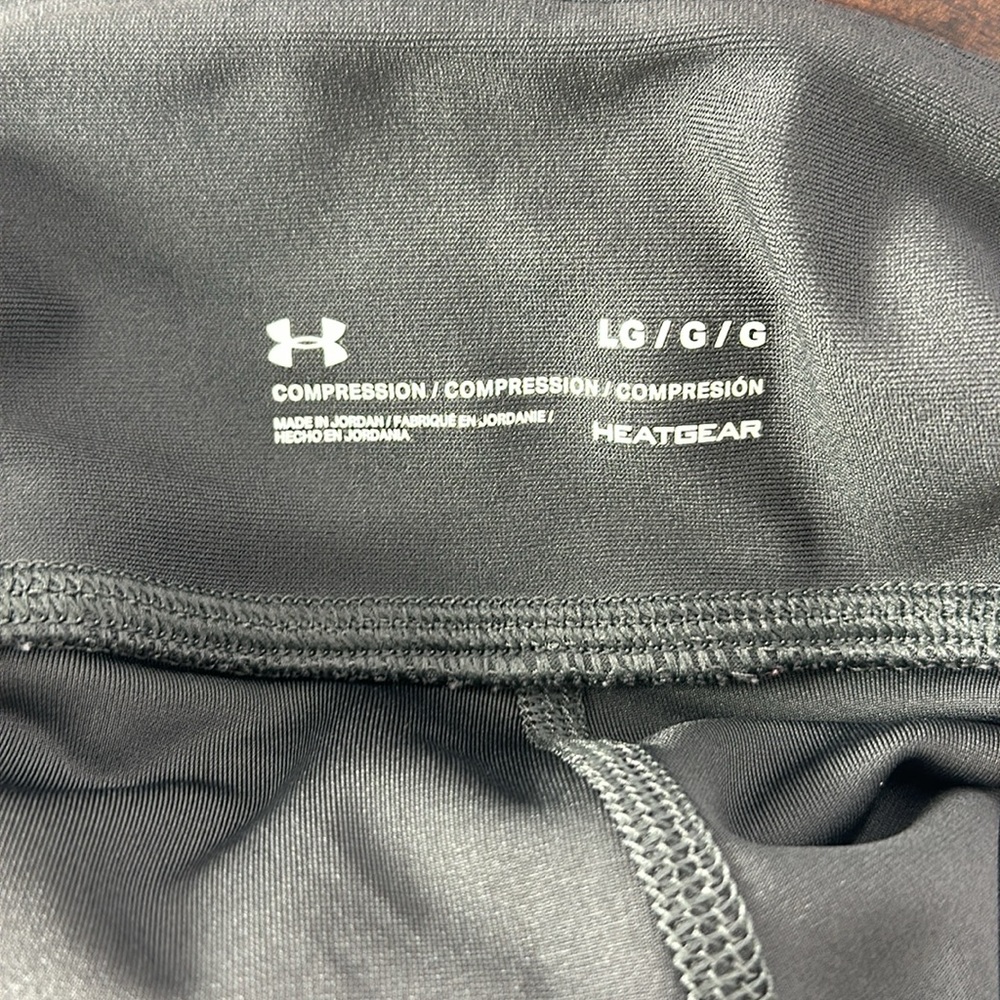 🏷️ UNDER ARMOUR Mileage Heatgear Compression Tights LARGE Gray/Aqua Blue EUC - Picture 9 of 9